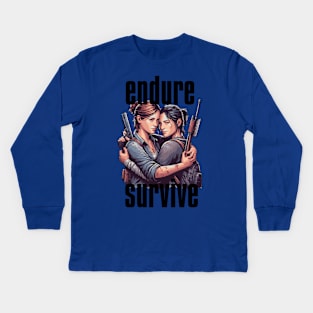 Ellie and Dina ensure survival Kids Long Sleeve T-Shirt